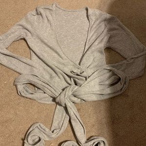 Soft grey ballerina style wrap sweater